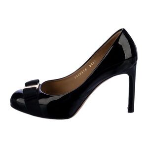 Salvatore Ferragamo Black Stiletto Heels with Patent Finish (Size 9)